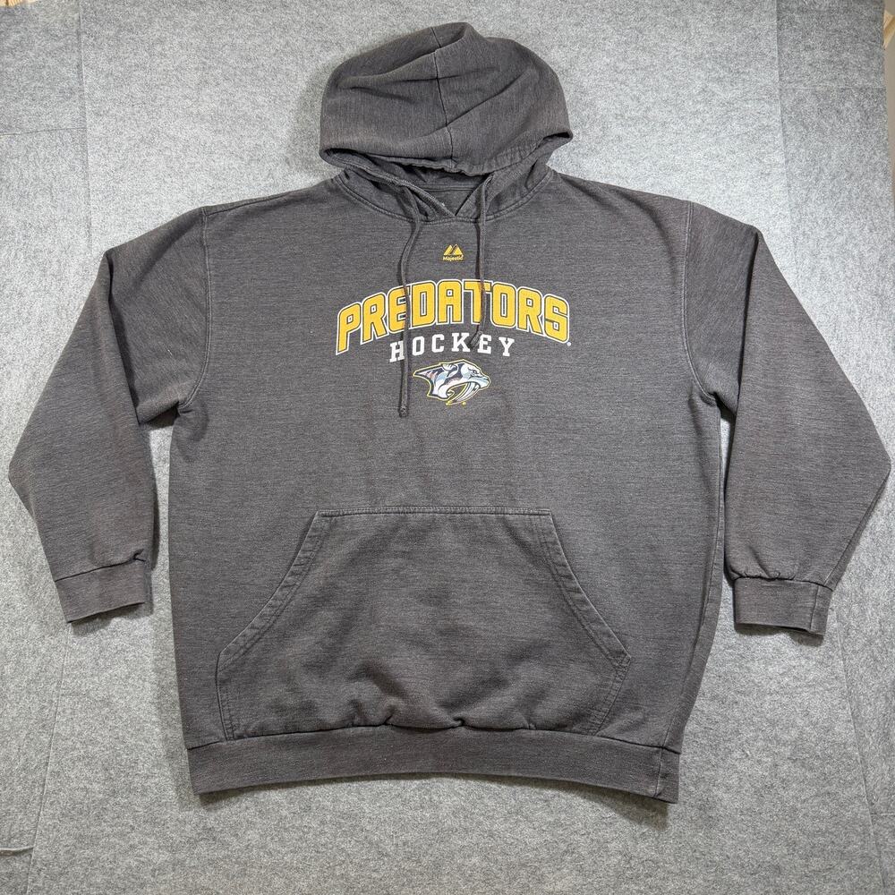 Majestic Nashville Predators Hoodie Mens 3X Gray Hockey NHL Fleece Pullover